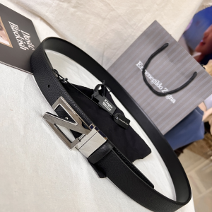 Zegna Leather Belt Black 