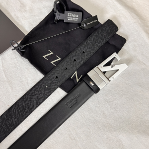 Essenceofluxury Mens Belts Zegna Leather Belt in Black A175PP240 AA196618