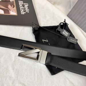 Essenceofluxury Mens Belts Zegna Leather Belt in Black A175PP240 AA196618