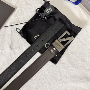 Essenceofluxury Mens Belts Zegna Leather Belt in Black Brown A175PP240 AA196616