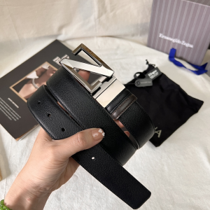 Essenceofluxury Mens Belts Zegna Leather Belt in Black Brown A175PP240 AA196616