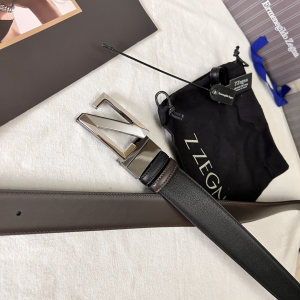 Essenceofluxury Mens Belts Zegna Leather Belt in Black Brown A175PP240 AA196616