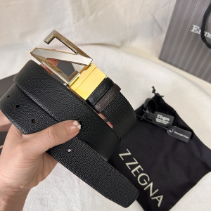 Essenceofluxury Mens Belts Zegna Leather Belt in Black Brown A175PP240 AA196619