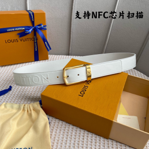 Louis Vuitton LV White Leather Belt 35MM 