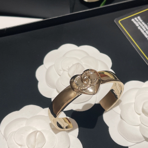 Chanel CC Logo Heart Open Cut Bracelets 