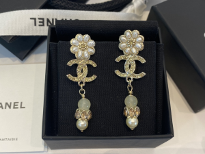 Chanel CC Logo Flowers Pendant Earrings 