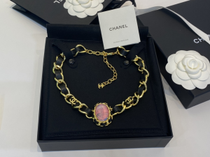 Essenceofluxury Womens Jewelry Chanel CC Logo Leather Chain Choker Necklace A39PP280 AA196707