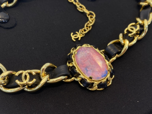 Essenceofluxury Womens Jewelry Chanel CC Logo Leather Chain Choker Necklace A39PP280 AA196707