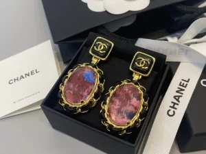 Essenceofluxury Womens Jewelry Chanel CC Logo Leather Earrings A39PP280 AA196717