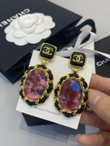 Essenceofluxury Womens Jewelry Chanel CC Logo Leather Earrings A39PP280 AA196717