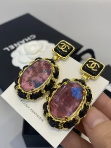 Essenceofluxury Womens Jewelry Chanel CC Logo Leather Earrings A39PP280 AA196717