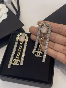 Chanel Crystals CC Logo Diamonds Earrings 