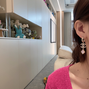 Essenceofluxury Womens Jewelry Chanel Crystals CC Logo Pendant Earrings A39PP180 AA196725