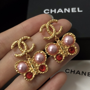 Chanel Gold CC Logo Butterfly Earrings 