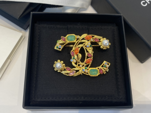 Chanel Gold Multicolor CC Logo Brooch 
