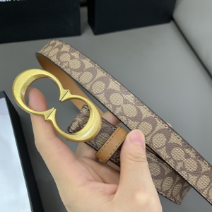 Coach Leather Belt Beige 25MM 