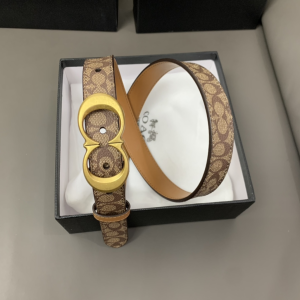 Essenceofluxury Womens Belts Coach Leather Belt in Beige 25MM A175PP240 AA197026