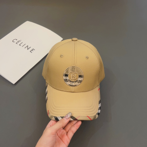 Burberry Black Cotton Baseball Cap Hat Beige 