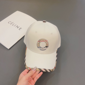 Burberry Black Cotton Baseball Cap Hat White 