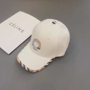 Essenceofluxury Womens Hats Burberry Black Cotton Baseball Cap Hat in White A190PP180 AA197075