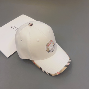 Essenceofluxury Womens Hats Burberry Black Cotton Baseball Cap Hat in White A190PP180 AA197075
