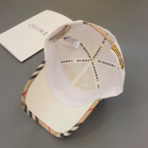 Essenceofluxury Womens Hats Burberry Black Cotton Baseball Cap Hat in White A190PP180 AA197075