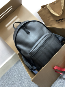 Essenceofluxury Mens Handbags Burberry Check Backpack in Black 42x14x30CM A196PP980 AA197897