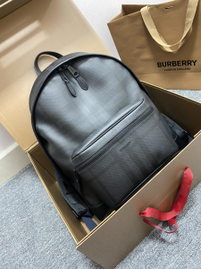 Essenceofluxury Mens Handbags Burberry Check Backpack in Black 42x14x30CM A196PP980 AA197897