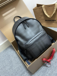 Essenceofluxury Mens Handbags Burberry Check Backpack in Black 42x14x30CM A196PP980 AA197897