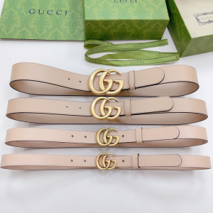 Essenceofluxury Womens Belts Gucci Double G Beige Leather Belt A175PP240 AA197875