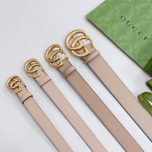 Essenceofluxury Womens Belts Gucci Double G Beige Leather Belt A175PP240 AA197875