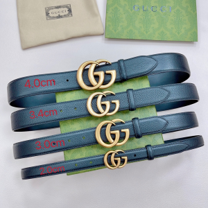 Gucci Double G Black Leather Belt 
