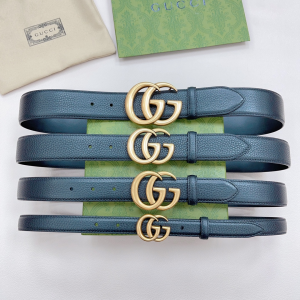 Essenceofluxury Womens Belts Gucci Double G Black Leather Belt A175PP240 AA197872