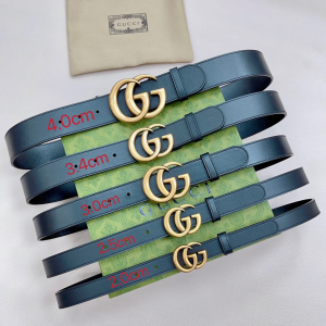 Gucci Double G Black Leather Belt 