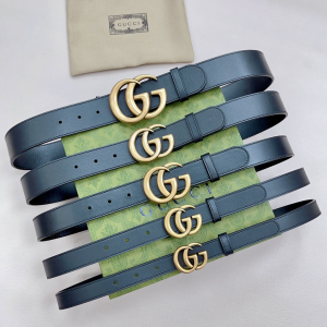 Essenceofluxury Womens Belts Gucci Double G Black Leather Belt A175PP240 AA197873