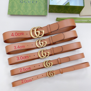 Gucci Double G Brown Leather Belt 