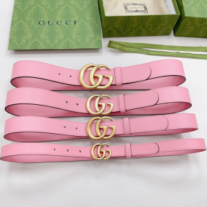 Essenceofluxury Womens Belts Gucci Double G Pink Leather Belt A175PP240 AA197869