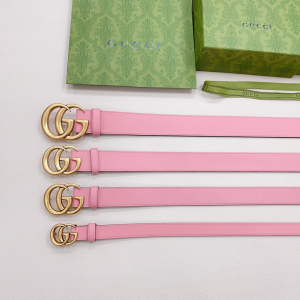 Essenceofluxury Womens Belts Gucci Double G Pink Leather Belt A175PP240 AA197869