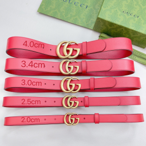 Gucci Double G Red Leather Belt 