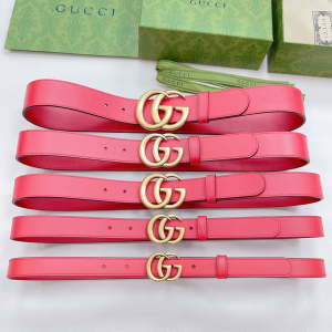 Essenceofluxury Womens Belts Gucci Double G Red Leather Belt A175PP240 AA197876