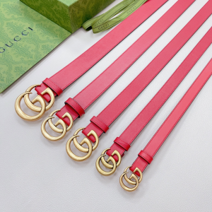 Essenceofluxury Womens Belts Gucci Double G Red Leather Belt A175PP240 AA197876