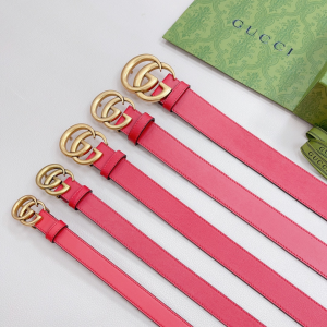 Essenceofluxury Womens Belts Gucci Double G Red Leather Belt A175PP240 AA197876