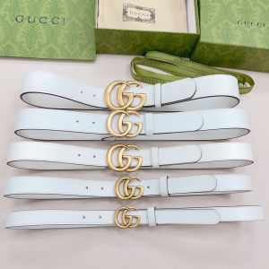 Essenceofluxury Womens Belts Gucci Double G White Leather Belt A175PP240 AA197874