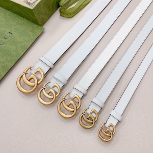 Essenceofluxury Womens Belts Gucci Double G White Leather Belt A175PP240 AA197874
