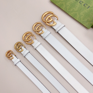 Essenceofluxury Womens Belts Gucci Double G White Leather Belt A175PP240 AA197874