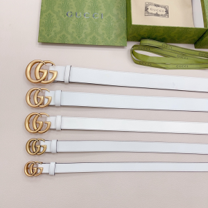 Essenceofluxury Womens Belts Gucci Double G White Leather Belt A175PP240 AA197874