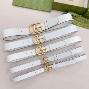 Essenceofluxury Womens Belts Gucci Double G White Leather Belt A175PP240 AA197874