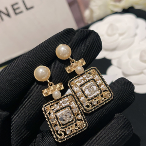 Chanel Crystals CC Logo Bottle Earrings 