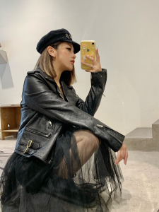 Essenceofluxury Womens Clothing Gucci Black GG Embossed Leather Jacket A198PP1380 AA198285