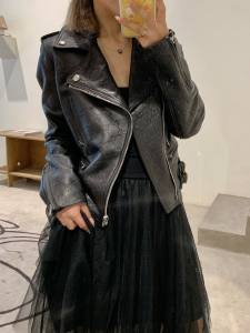 Essenceofluxury Womens Clothing Gucci Black GG Embossed Leather Jacket A198PP1380 AA198285